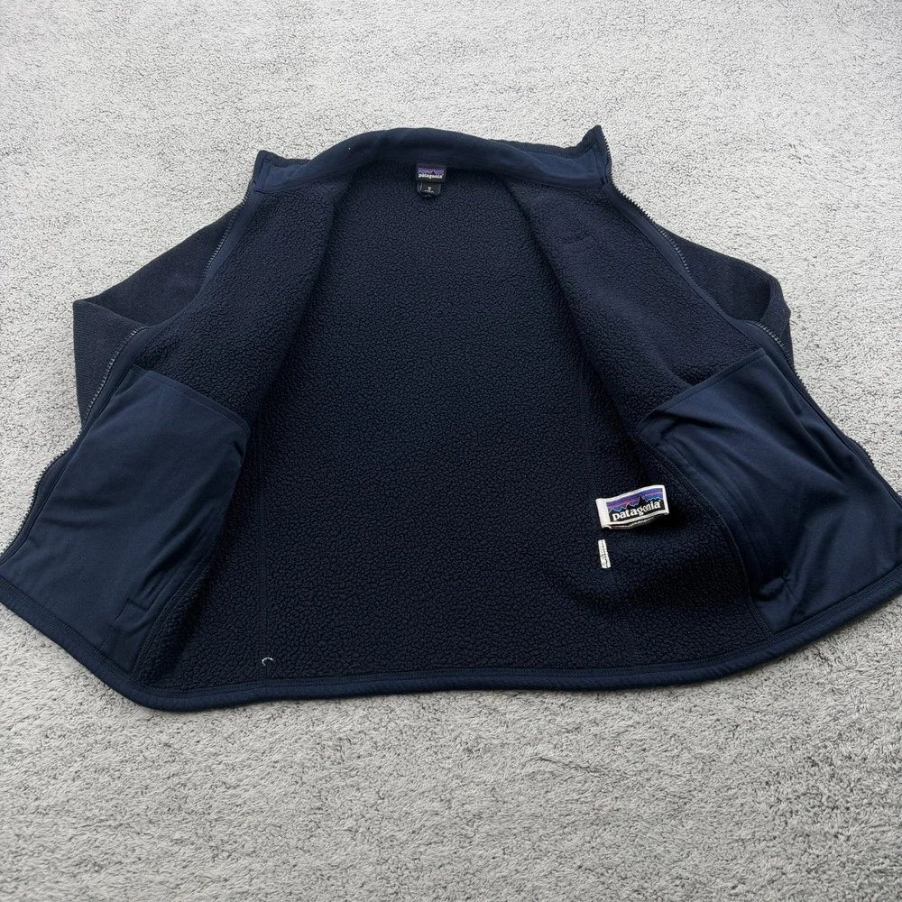 Patagonia Better Sweater Jacket Boys Medium 10 Navy Blue Zip Pockets Fleece Cozy